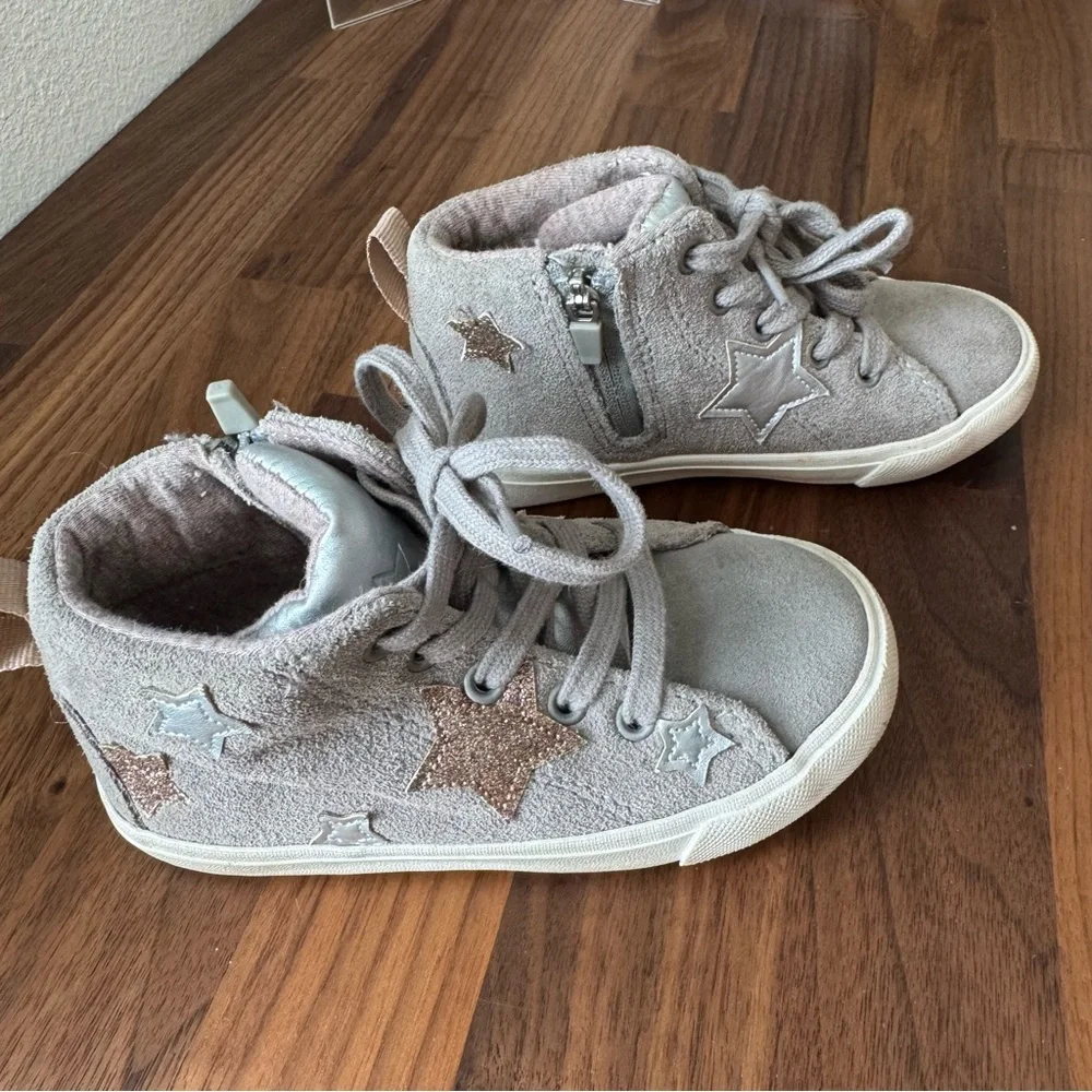 Zara Star-Patterned High-Top Suede Sneakers - EU 24 / US 8 Toddler